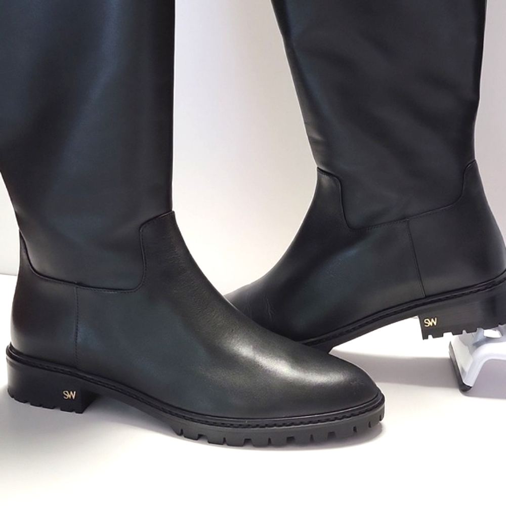 NIB$795 STUART WEITZMAN City Leather Knee-High Riding SW Logo Boots 9 - Picture 7 of 14